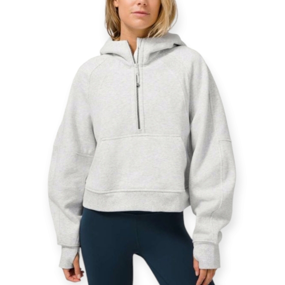 Lululemon Scuba Oversized 1/2 Zip Hoodie Heathered Core Ultra Light Gray M/L - Picture 1 of 16